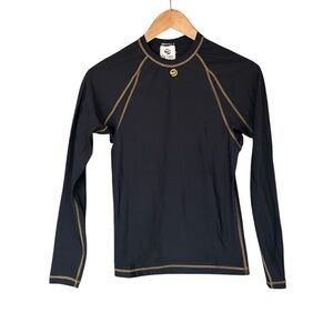 SKINS Compression Long Sleeve Athletic Top - Black / Yellow - Size Medium